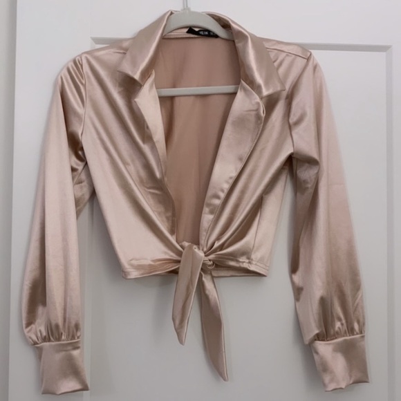 SHEIN Pink Collared Shirt with Tie - Picture 5 of 5